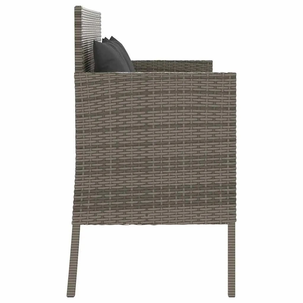 Garden Bench with Storage Cushion Outdoor Seating Poly Rattan Grey Furniture