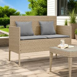 Your New Beige Garden Bench with Cushion and Storage