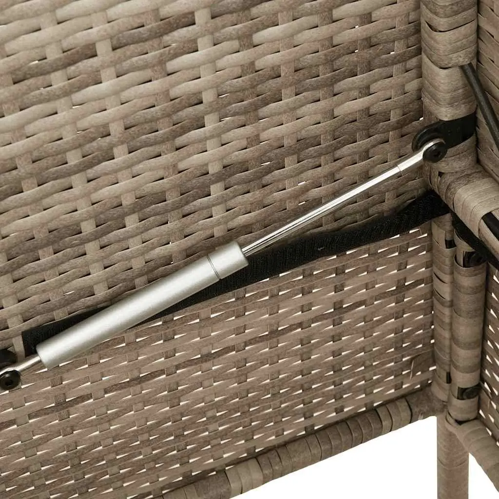 Garden Bench Storage Beige Poly Rattan Outdoor Seating with Padded Cushion