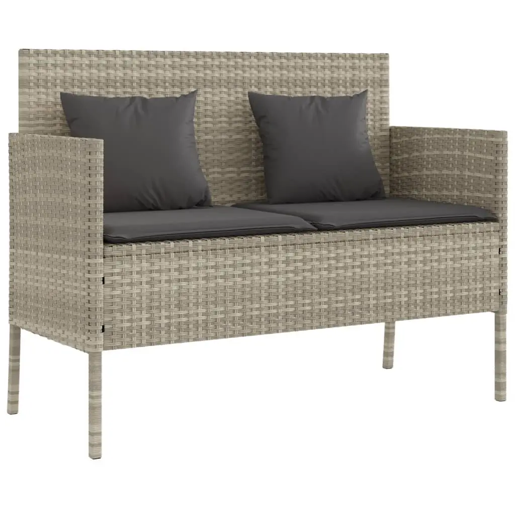 Garden Bench with Cushion Storage Grey Poly Rattan Outdoor Seating