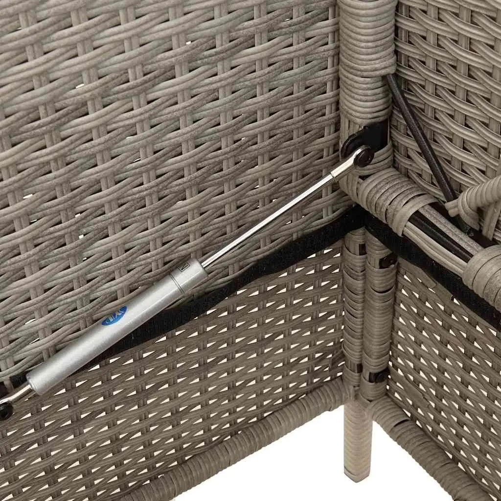 Garden Bench with Cushion Storage Grey Poly Rattan Outdoor Seating
