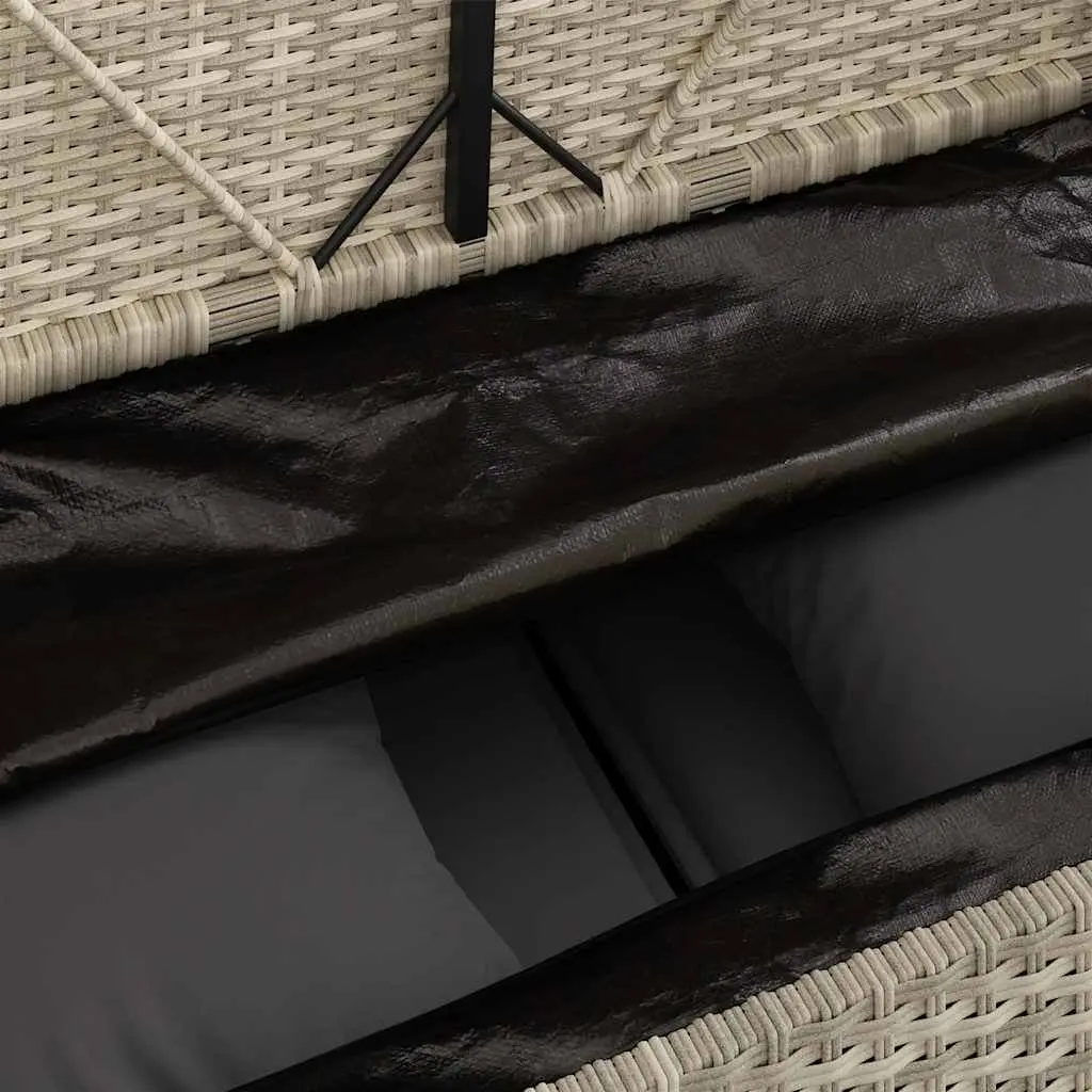 Garden Bench with Cushion Storage Grey Poly Rattan Outdoor Seating