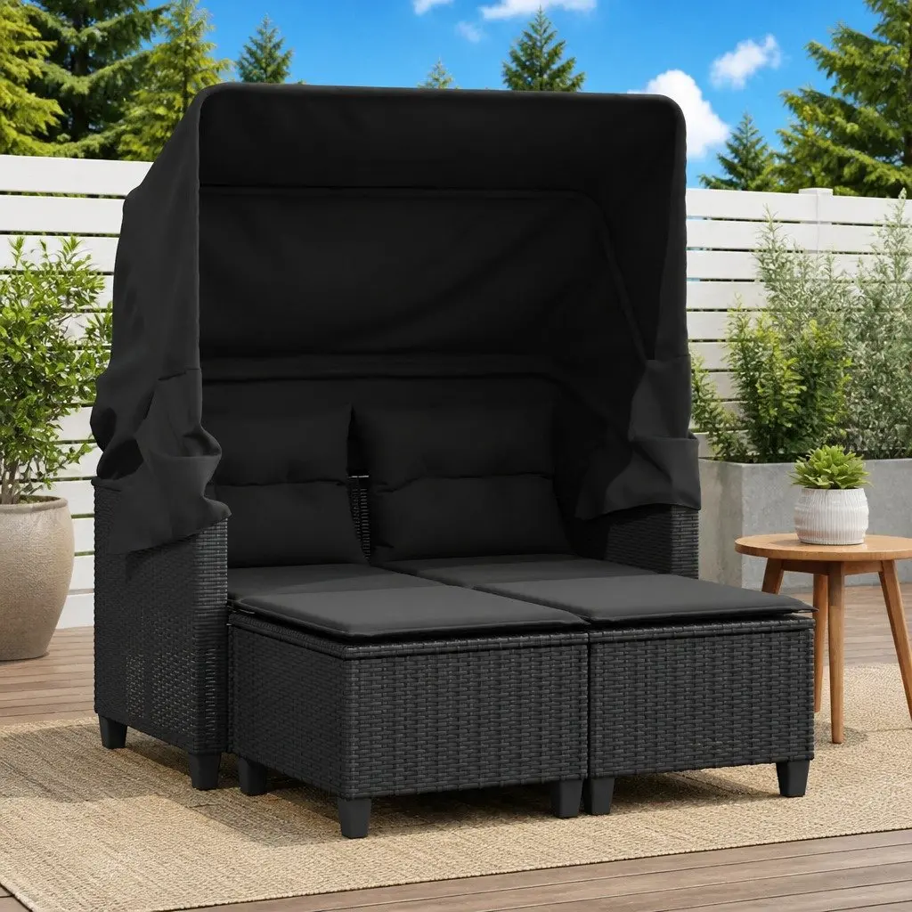 Garden Sofa with Retractable Canopy