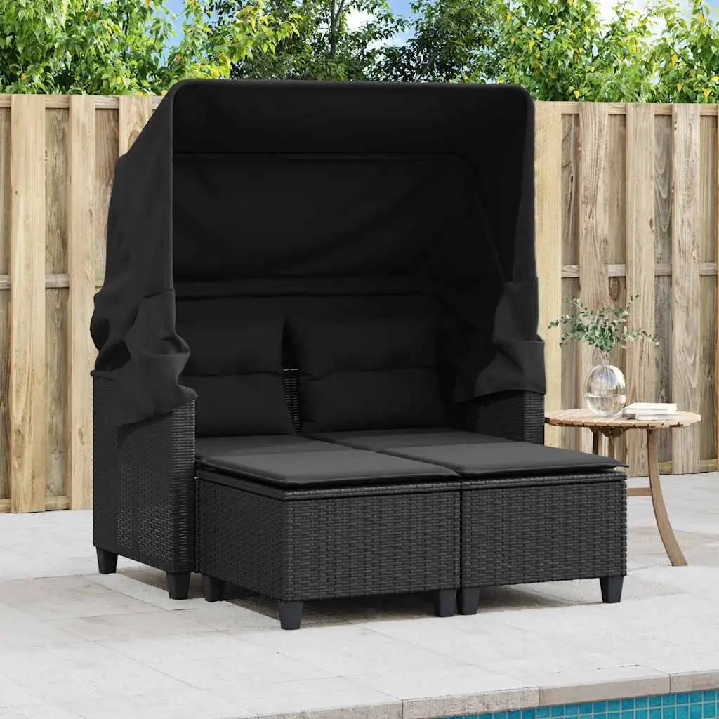 Garden Sofa with Retractable Canopy
