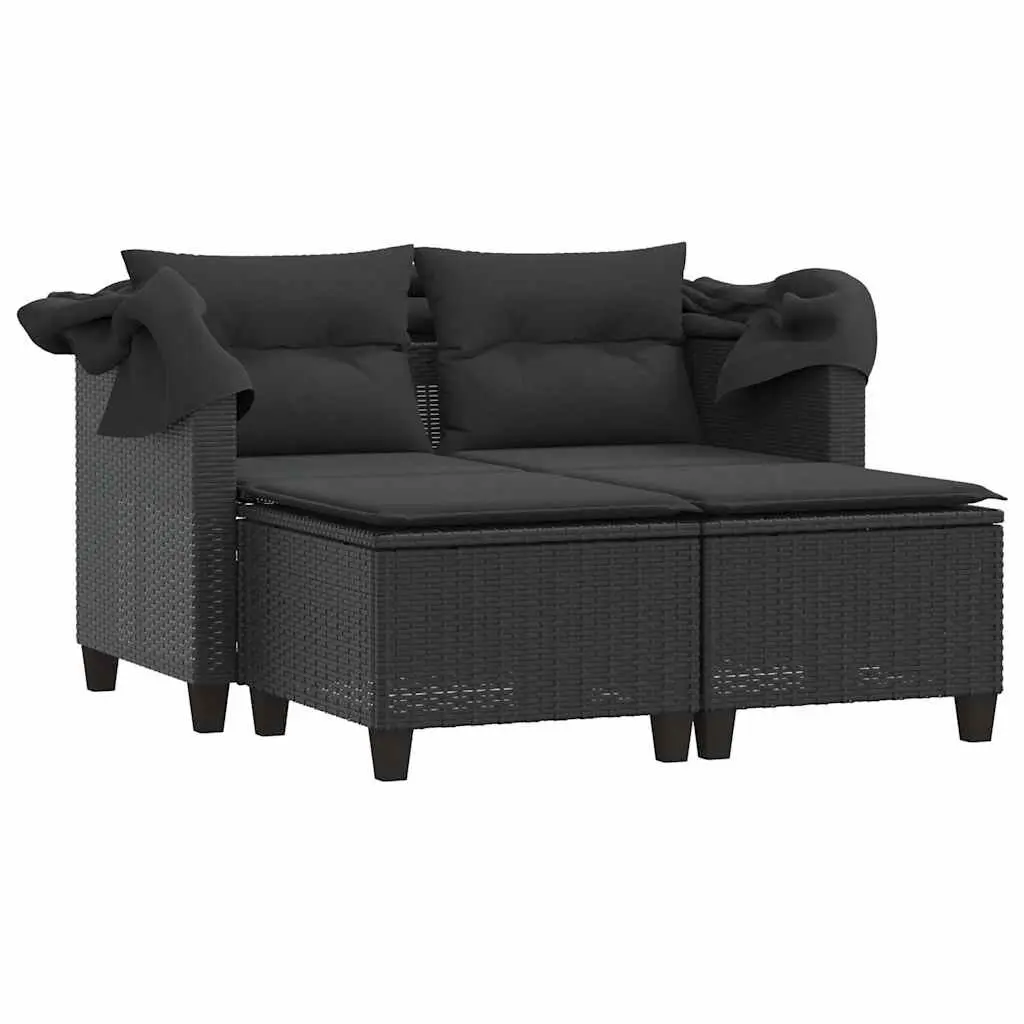 Garden Sofa with Retractable Canopy