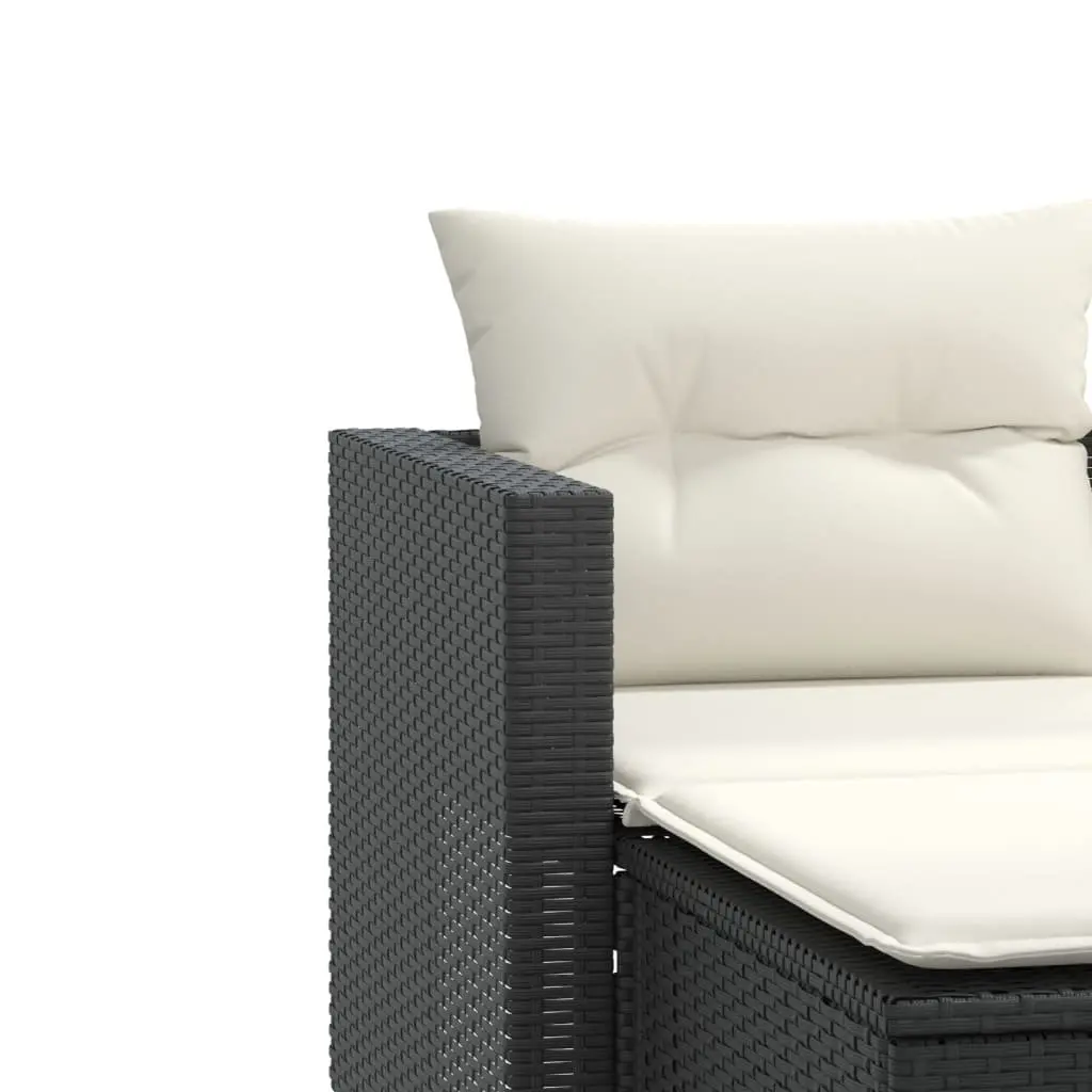 Garden Sofa 2-Seater with Stools Black Poly Rattan Outdoor Patio Lounge Set