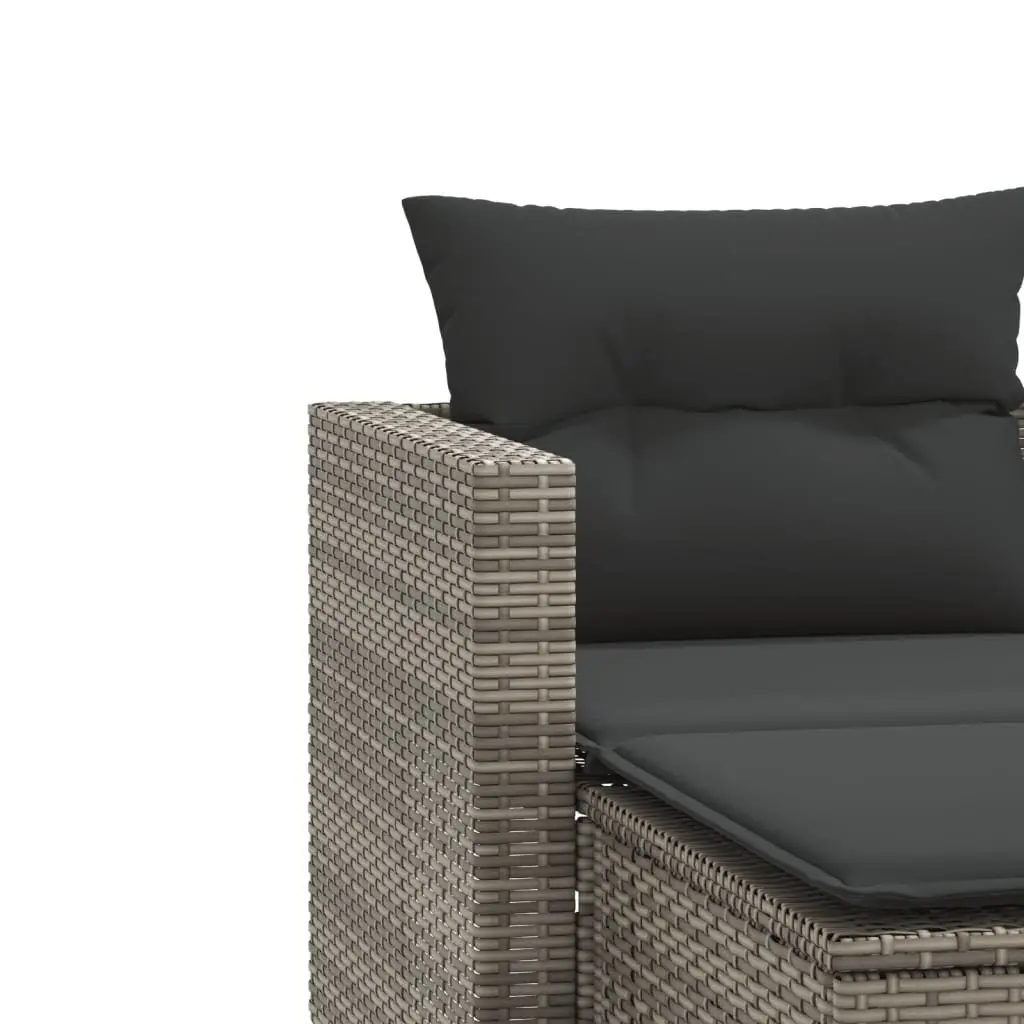 Outdoor Garden Sofa 2-Seater Grey Poly Rattan with Footstools