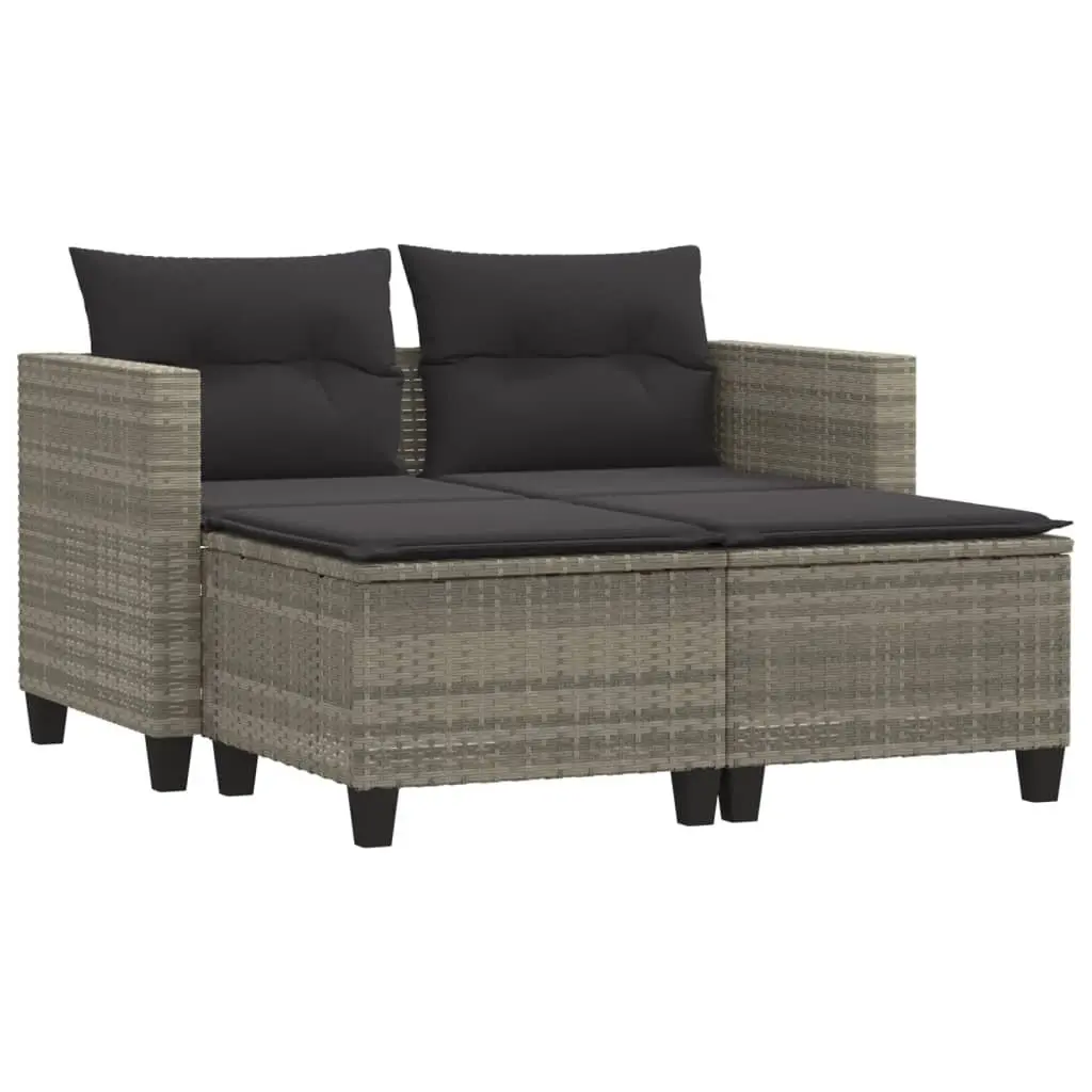 Outdoor Garden Sofa Set in Grey with Stools