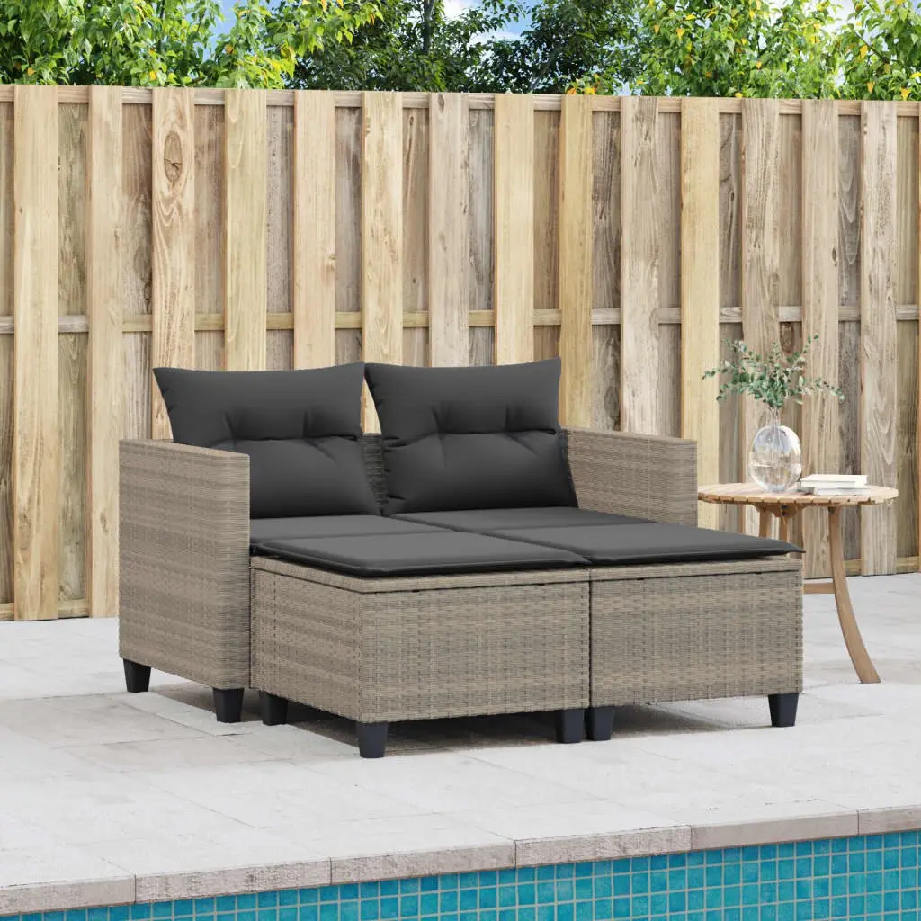 Outdoor Garden Sofa Set in Grey with Stools