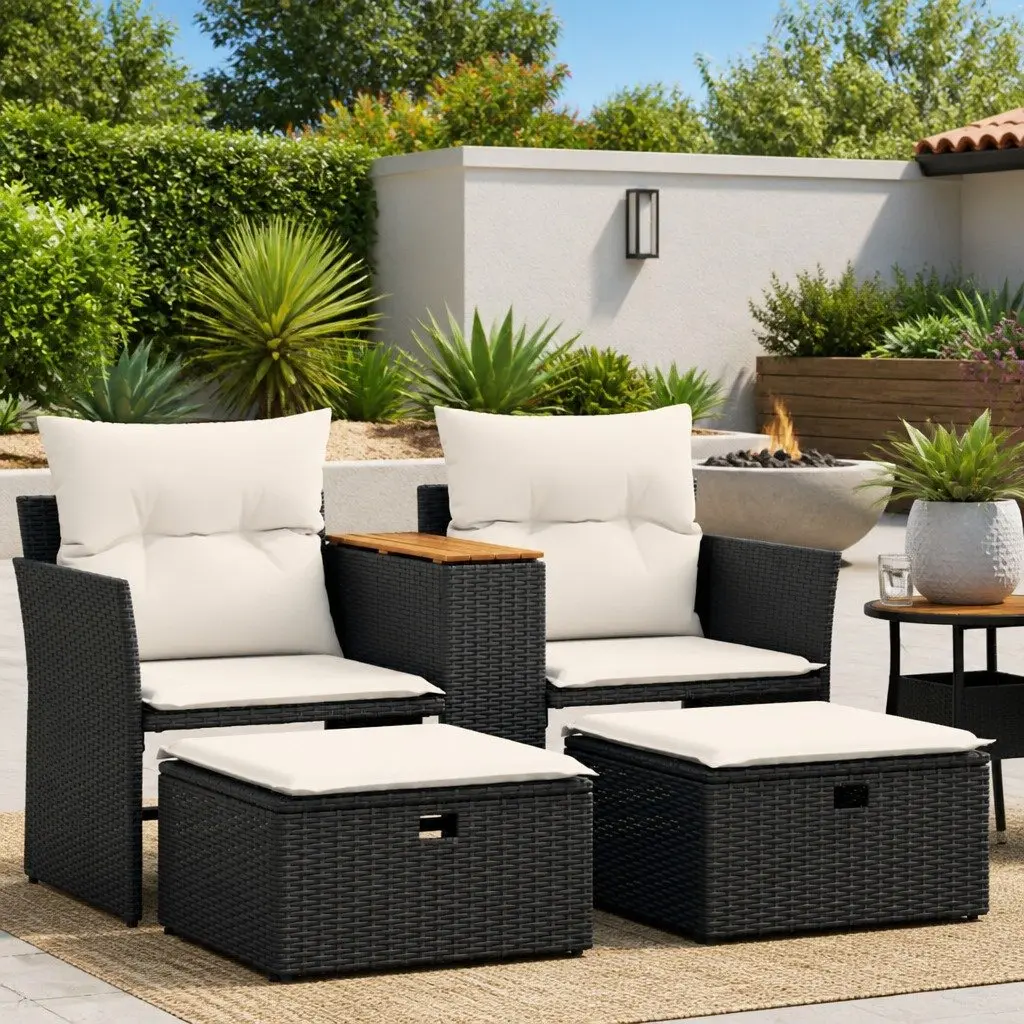 Outdoor Sofa Set with Stools