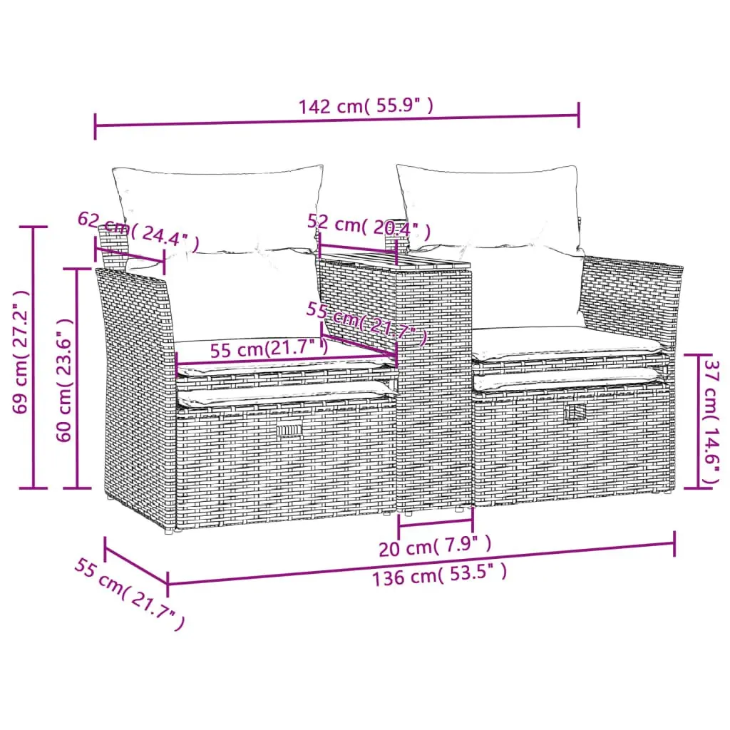Outdoor Sofa Set with Stools