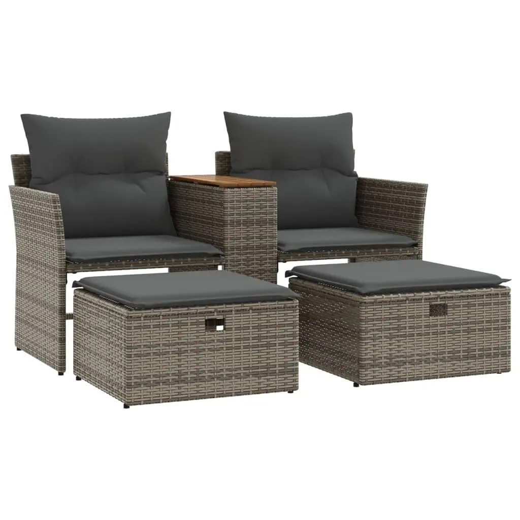 Grey Garden Sofa Set with Stools for Relaxing Outdoors