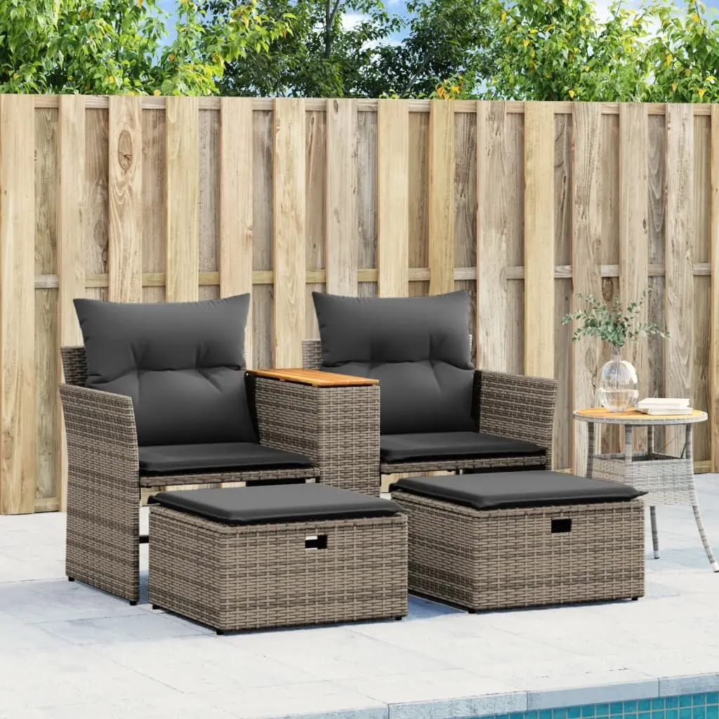 Grey Garden Sofa Set with Stools for Relaxing Outdoors