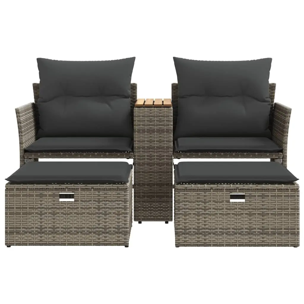Grey Garden Sofa Set with Stools for Relaxing Outdoors
