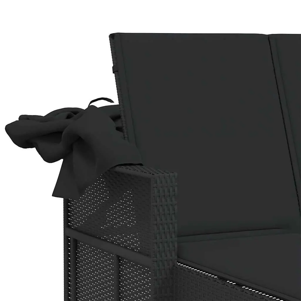 Double Sun Lounger Retractable Canopy Adjustable Backrest Outdoor Seating