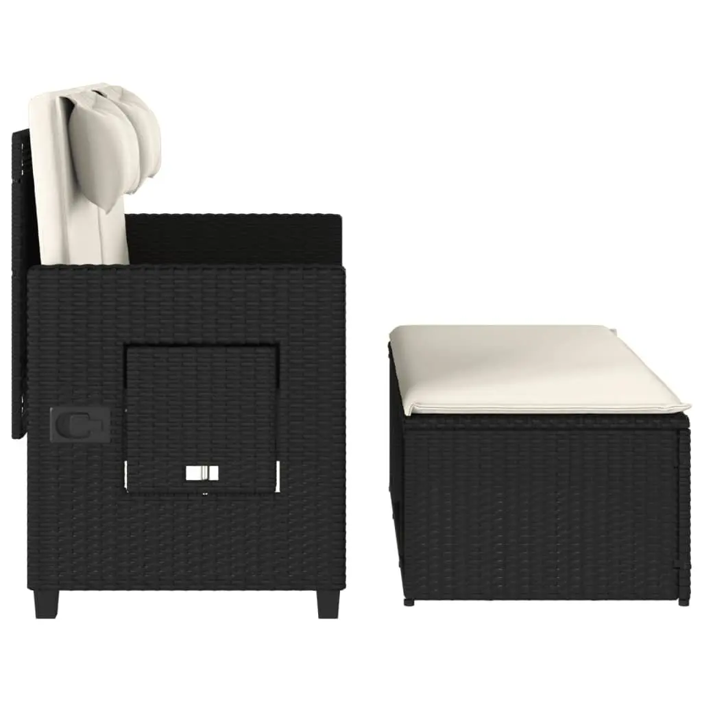 Reclining Garden Bench 2-in-1 Loveseat Sofa Bed Adjustable Backrest Black