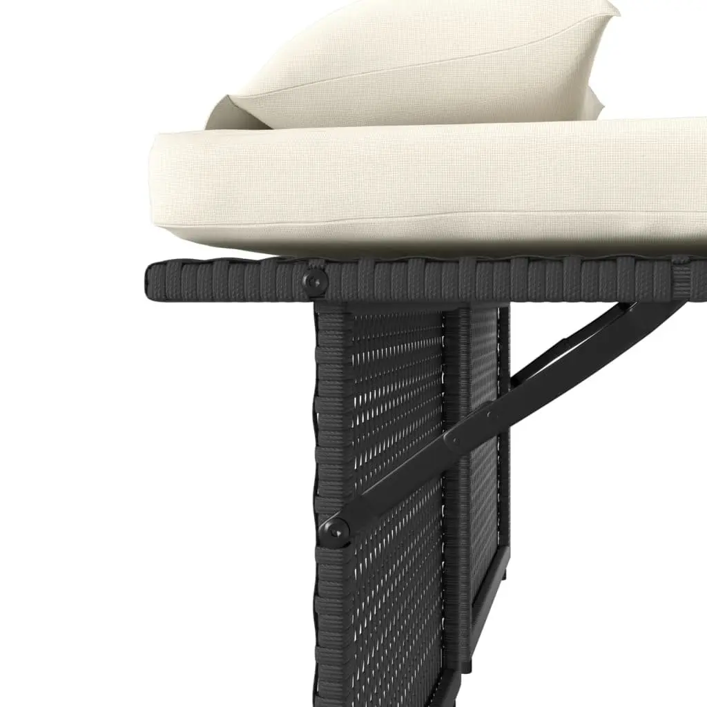 Reclining Garden Bench 2-in-1 Loveseat Sofa Bed Adjustable Backrest Black