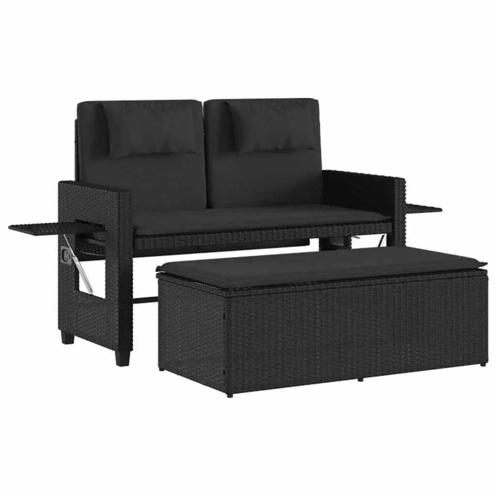 Outdoor Reclining Garden Bench 2-in-1 Loveseat Sofa Bed with Adjustable Backrest