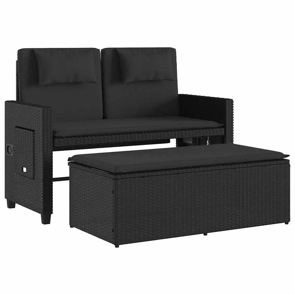 Outdoor Reclining Garden Bench 2-in-1 Loveseat Sofa Bed with Adjustable Backrest