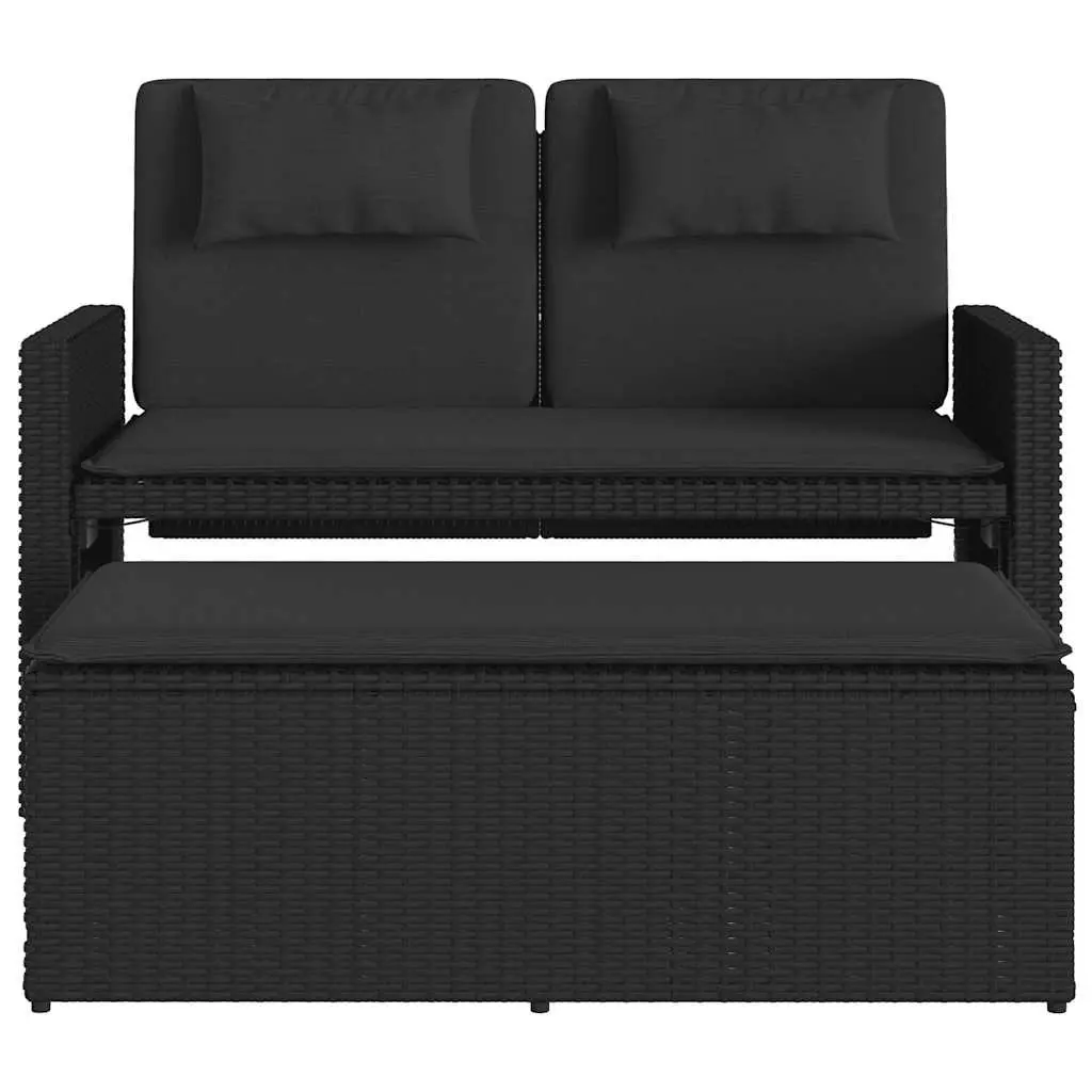 Outdoor Reclining Garden Bench 2-in-1 Loveseat Sofa Bed with Adjustable Backrest