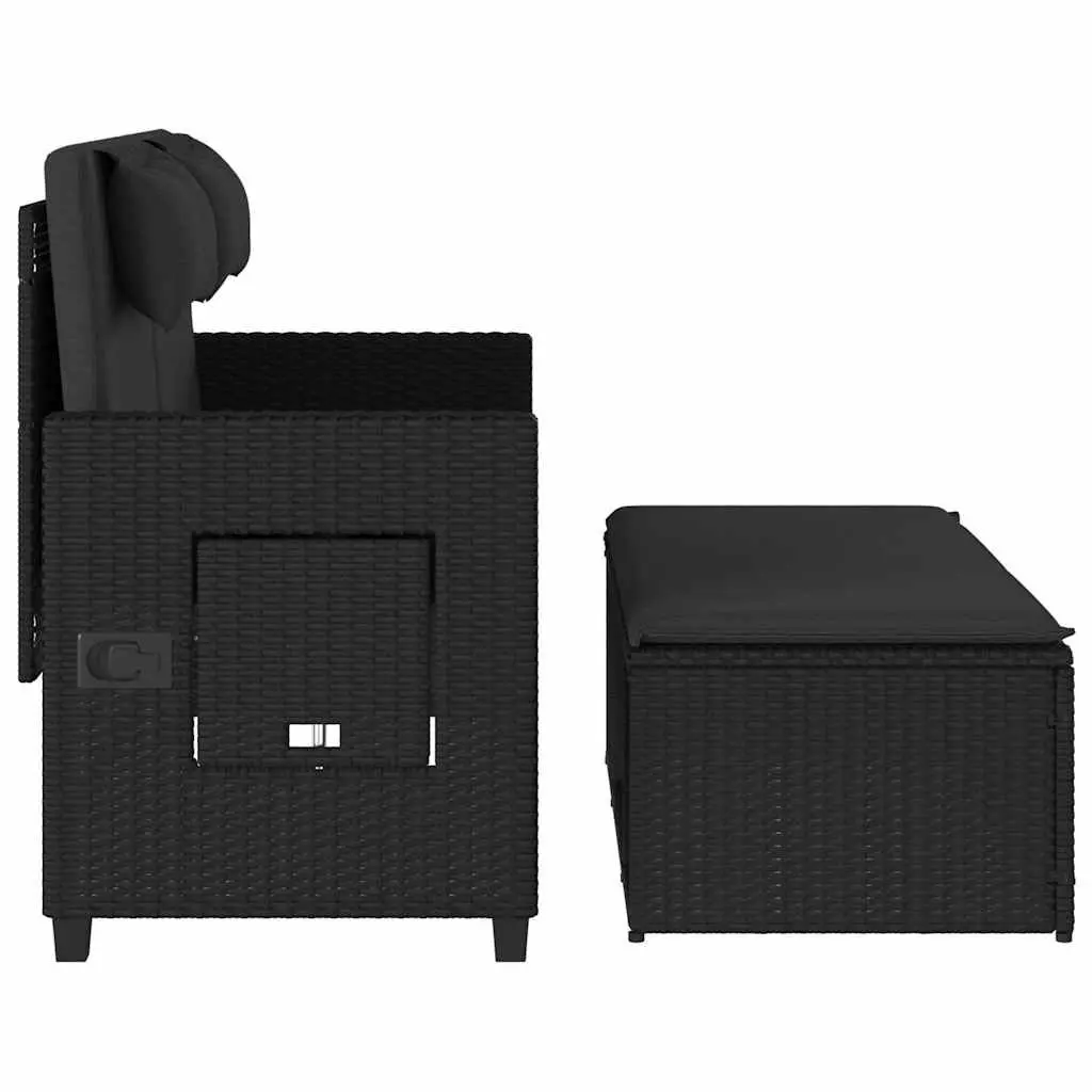 Outdoor Reclining Garden Bench 2-in-1 Loveseat Sofa Bed with Adjustable Backrest