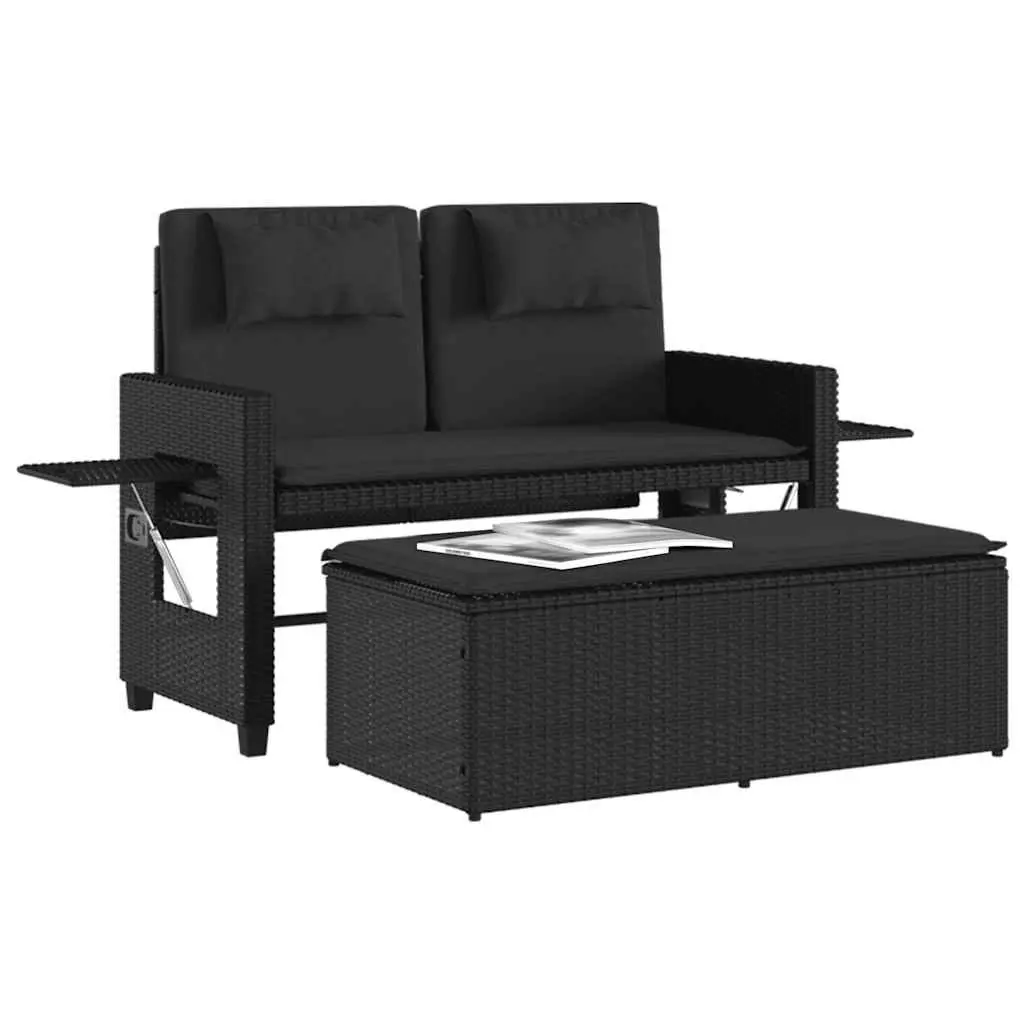 Outdoor Reclining Garden Bench 2-in-1 Loveseat Sofa Bed with Adjustable Backrest