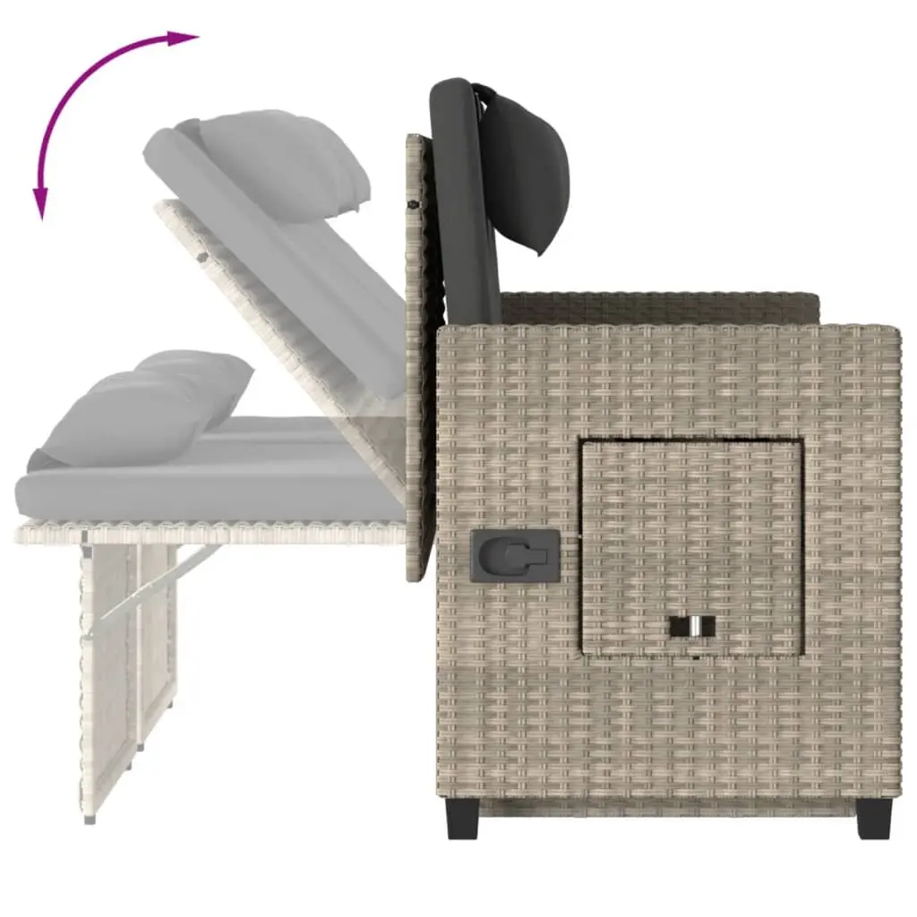 Reclining Outdoor Garden Bench 2-in-1 Loveseat Sofa Bed Grey