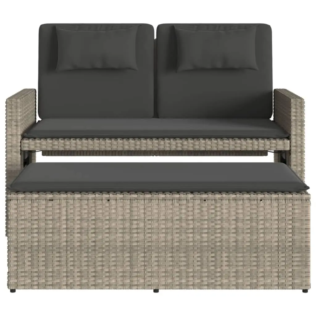 Reclining Outdoor Garden Bench 2-in-1 Loveseat Sofa Bed Grey