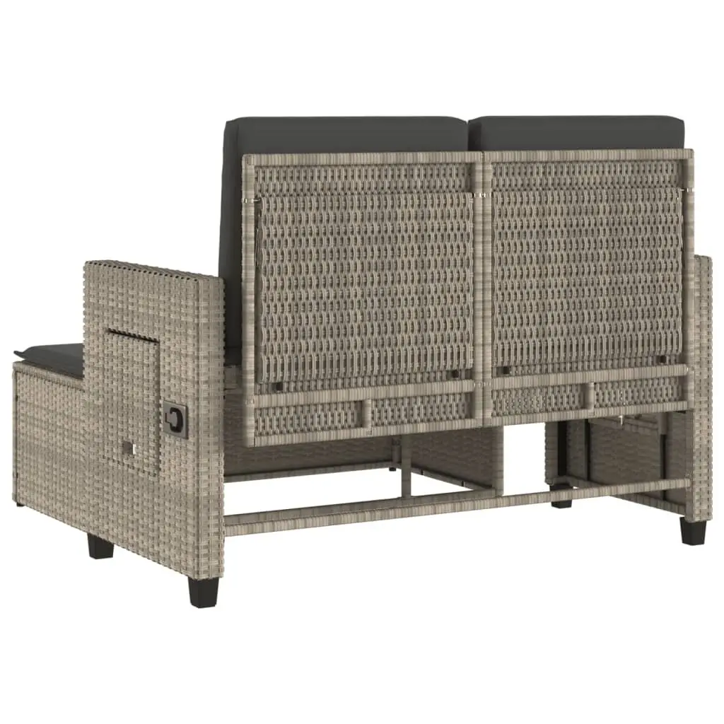 Reclining Outdoor Garden Bench 2-in-1 Loveseat Sofa Bed Grey