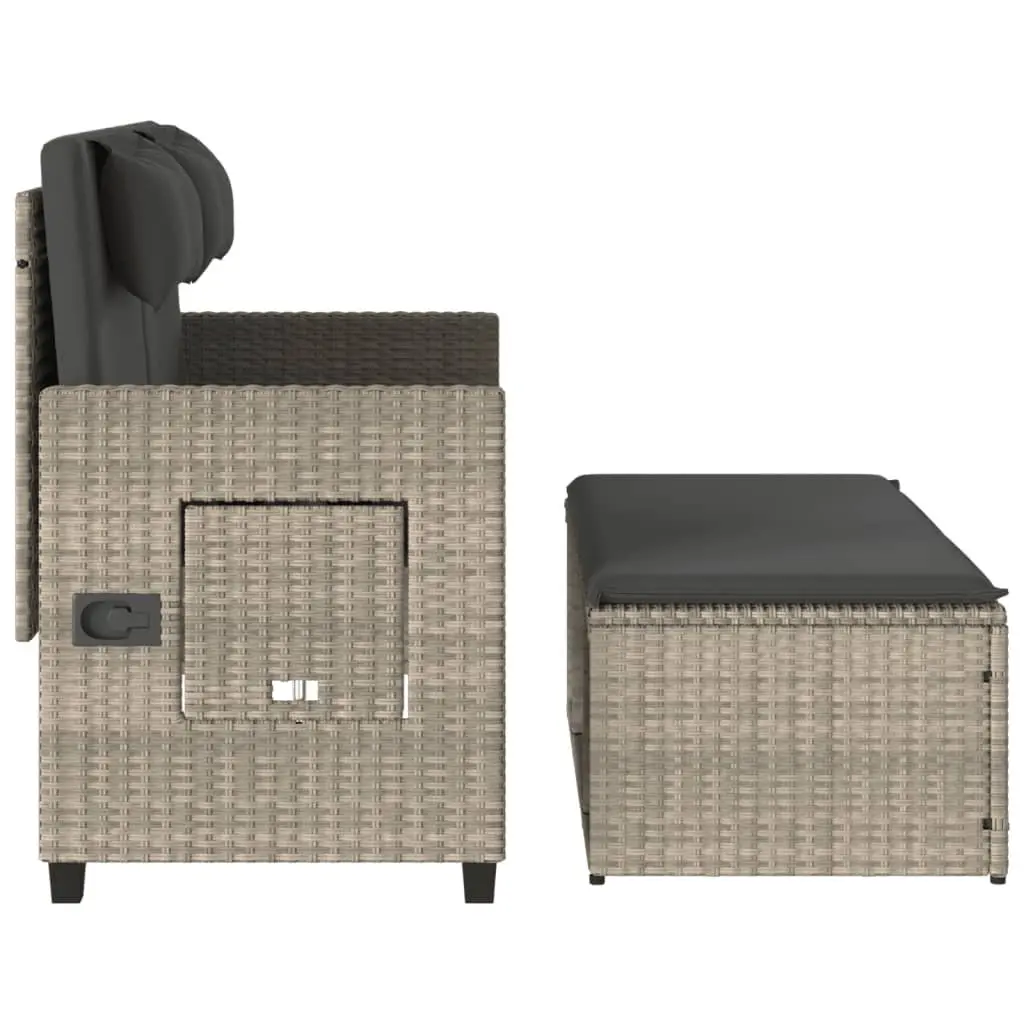 Reclining Outdoor Garden Bench 2-in-1 Loveseat Sofa Bed Grey