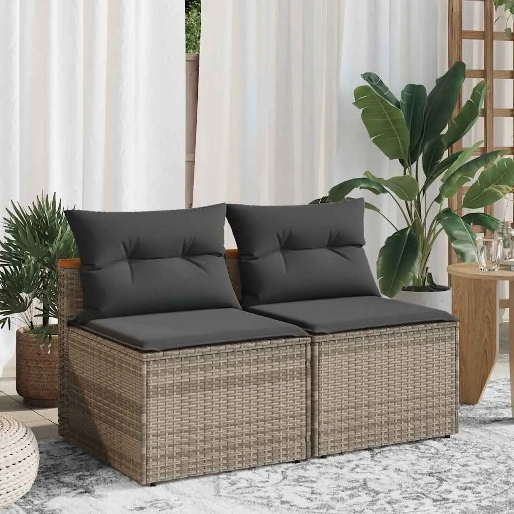 Outdoor Garden Sofas Armless Seating Furniture 2 Piece Set with Cushions Grey