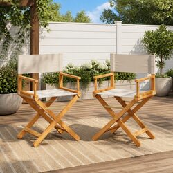 Folding Director Chairs 2 Pack Outdoor Seating Garden Camping Portable Cream