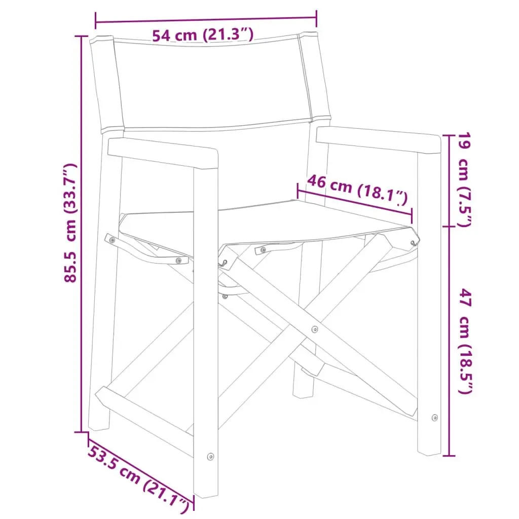 Folding Director Chairs Cream 2 Pieces Outdoor Portable