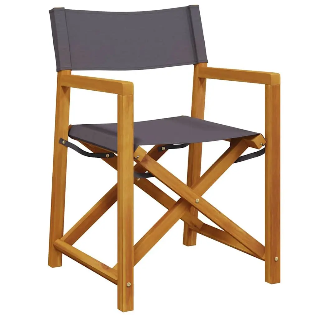 Folding Director Chairs Lightweight Portable 2 Piece Grey Fabric Outdoor Garden Seating