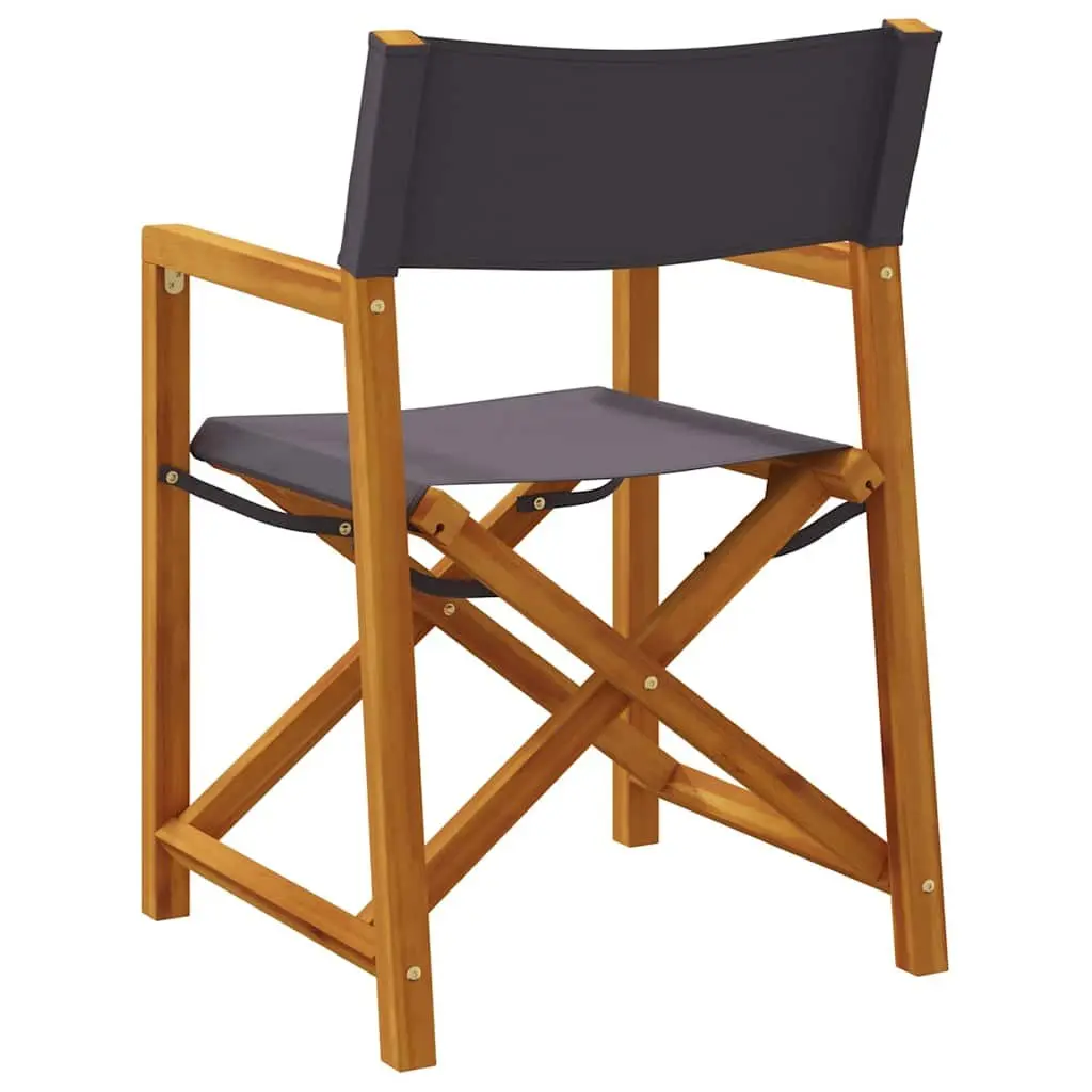 Folding Director Chairs Lightweight Portable 2 Piece Grey Fabric Outdoor Garden Seating