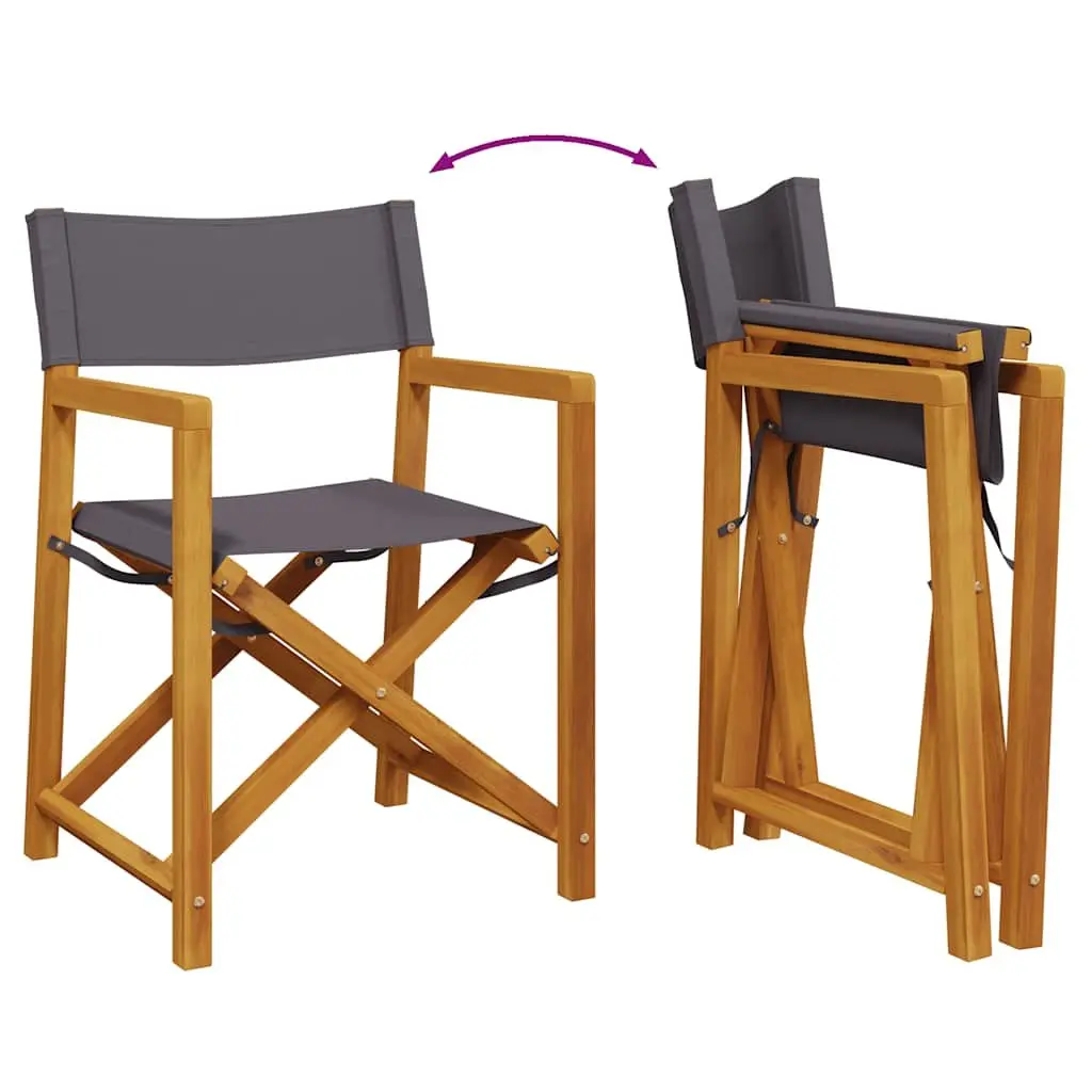 Folding Director Chairs Lightweight Portable 2 Piece Grey Fabric Outdoor Garden Seating
