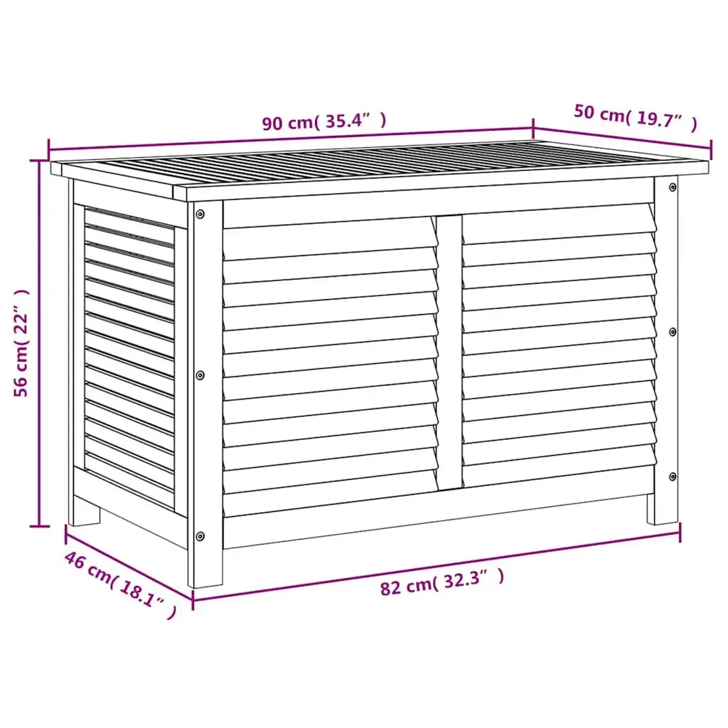 Garden Storage Box with Louver 90x50x56cm Solid Wood Outdoor Cushion Organiser