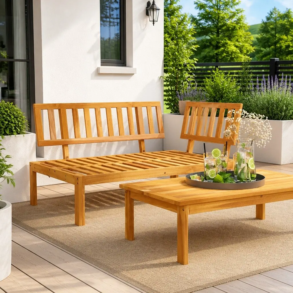 Garden Pallet Corner Sofa Solid Wood Modular Outdoor Sectional Seating