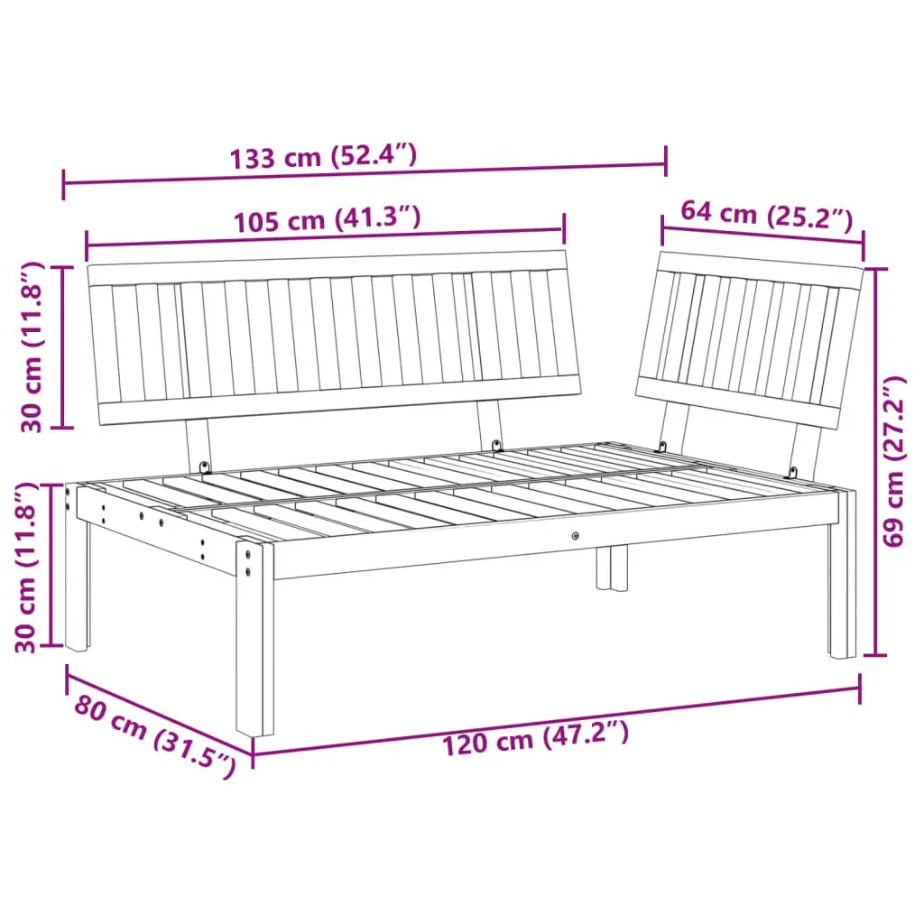 Garden Pallet Corner Sofa Solid Wood Modular Outdoor Sectional Seating
