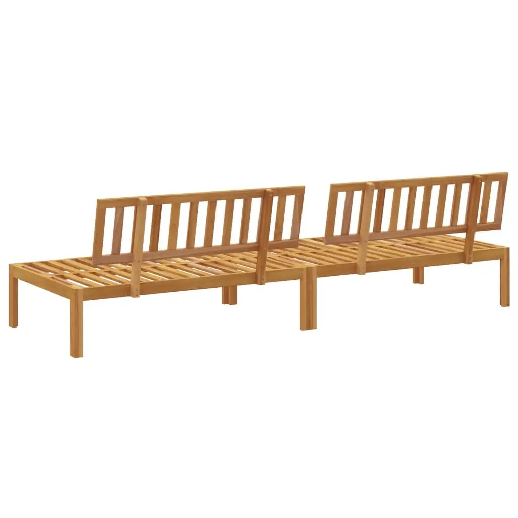 Outdoor Sectional Sofa Middle Unit Garden Pallet 2 pcs Solid Acacia Wood Brown