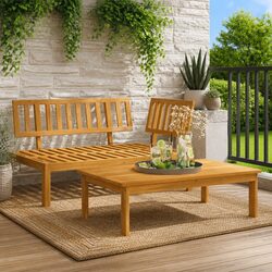Outdoor Sectional Sofa Set 2 Piece Solid Wood Pallet Garden Furniture Brown