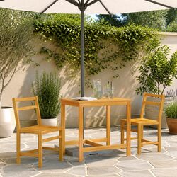 3 Piece Balcony Set Solid Acacia Wood Outdoor Furniture Brown Garden Patio