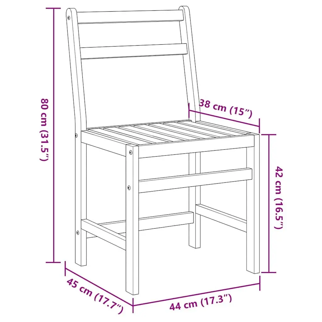 3 Piece Balcony Set Solid Acacia Wood Outdoor Furniture Compact Size Brown