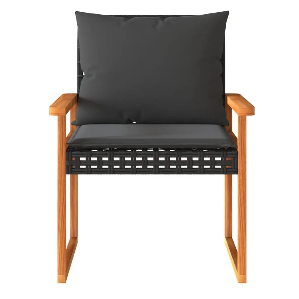 3 Piece Bistro Set Black Outdoor Garden Furniture with Cushions