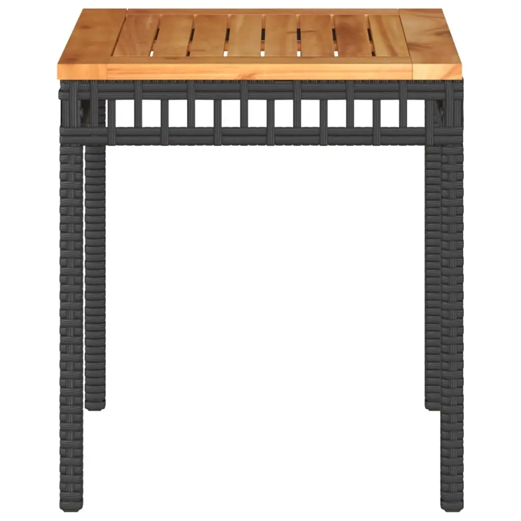Garden Table Black Poly Rattan Acacia Wood 38 x 38 x 42 cm