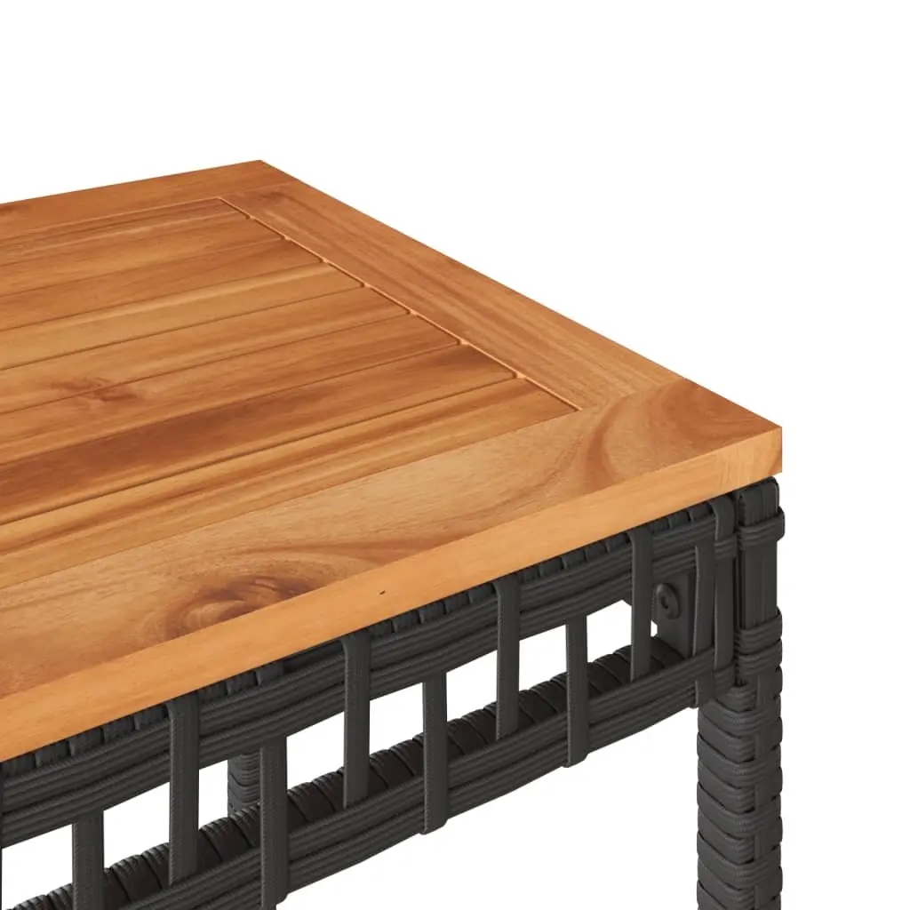 Garden Table Black Poly Rattan Acacia Wood 38 x 38 x 42 cm