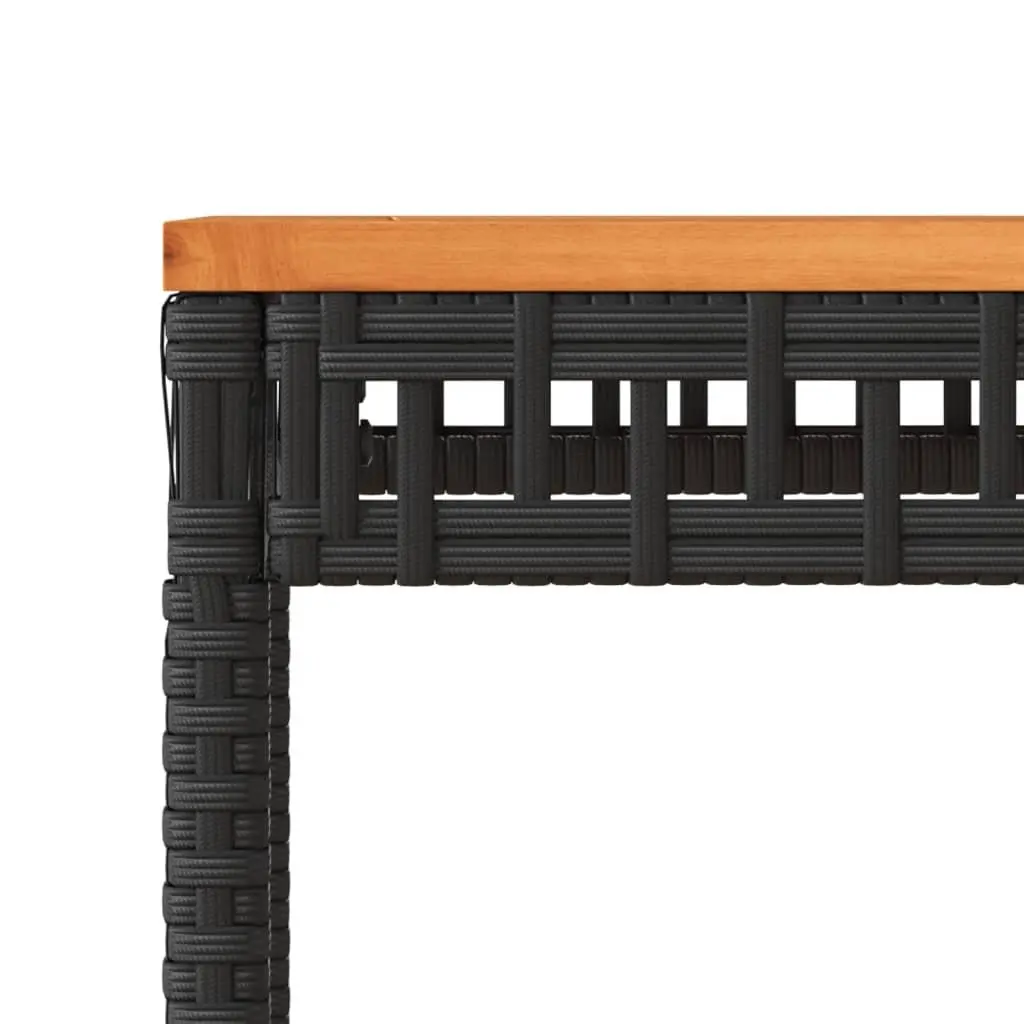 Garden Table Black Poly Rattan Acacia Wood 38 x 38 x 42 cm