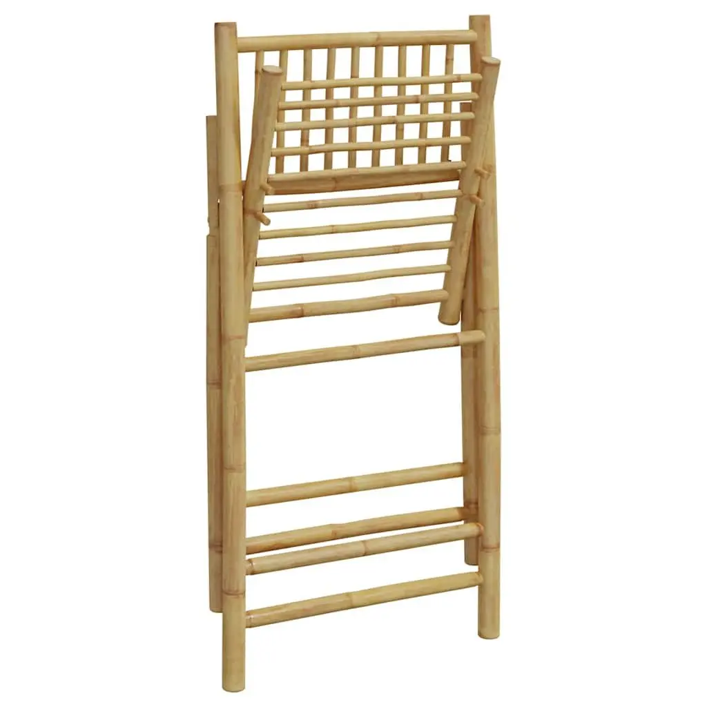 Folding Bistro Chairs Set of 2 Outdoor Garden Seating Bamboo with Cushions