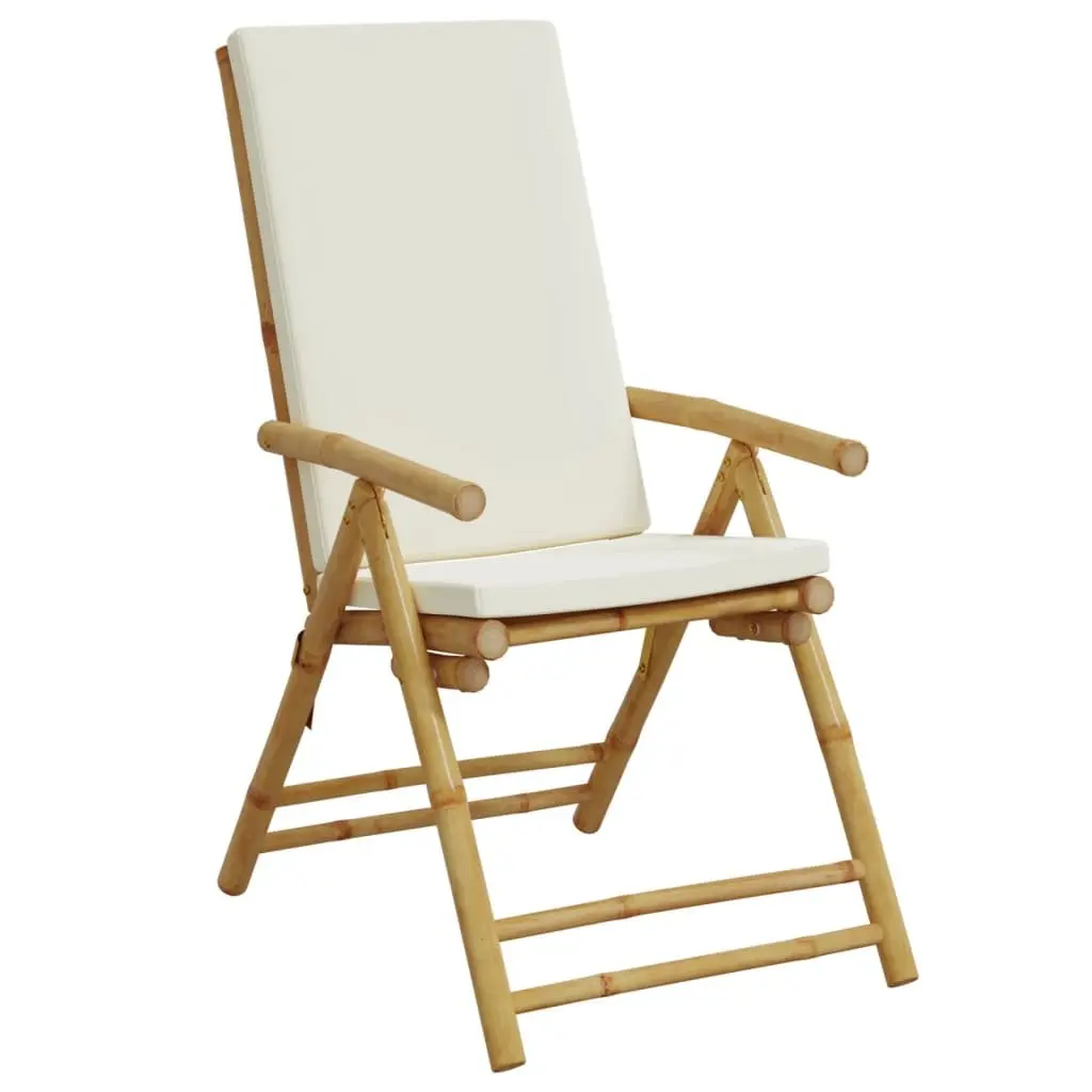 Folding Garden Reclining Chairs Adjustable Backrest Brown Bamboo 2 Piece