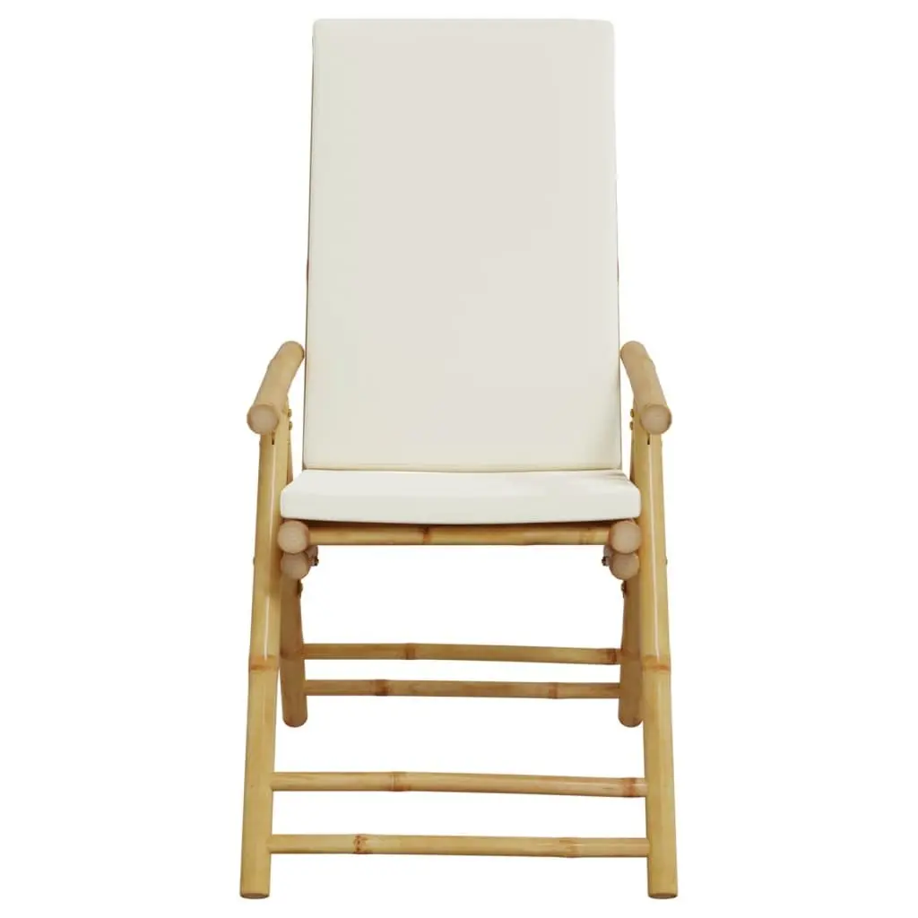 Folding Garden Reclining Chairs Adjustable Backrest Brown Bamboo 2 Piece